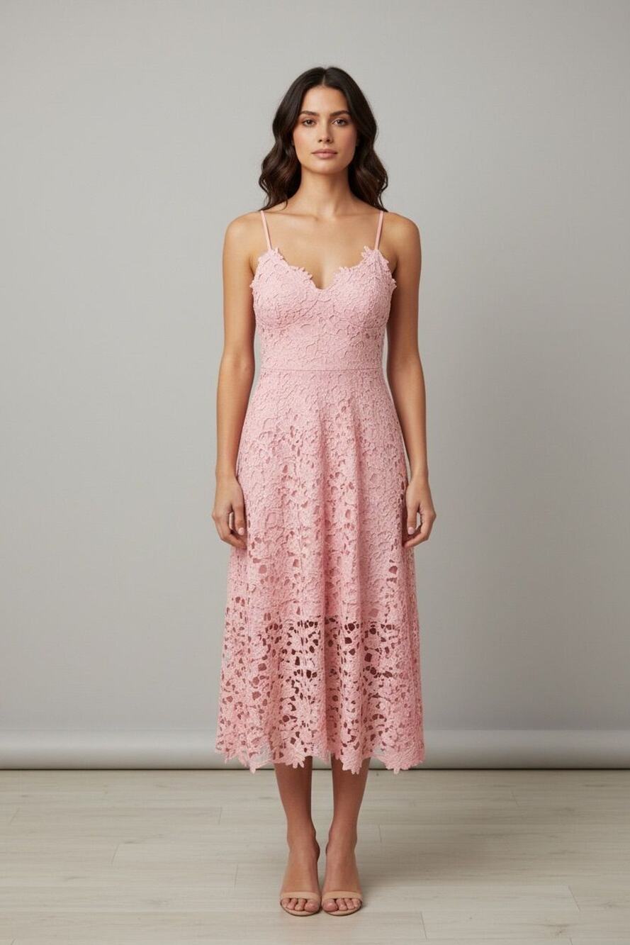 ASTR the Label Rose Floral Lace A-Line Midi Dress XS